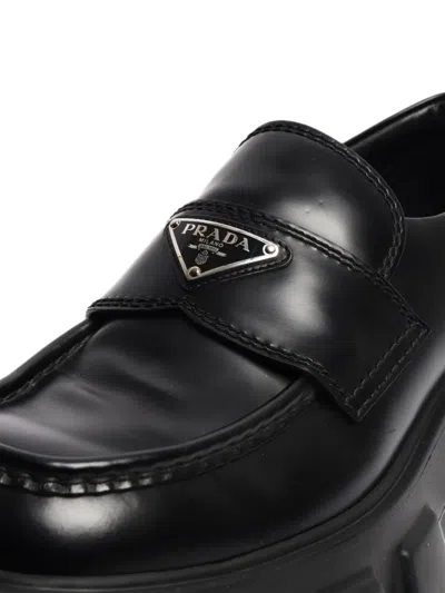 Pre-owned Prada Monolith Platform Loafers In Black