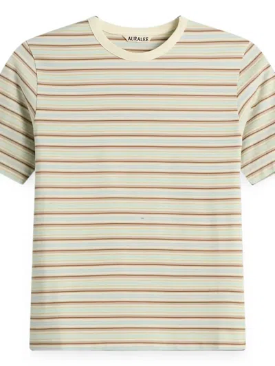 Auralee Stripe-pattern T-shirt In Neutral