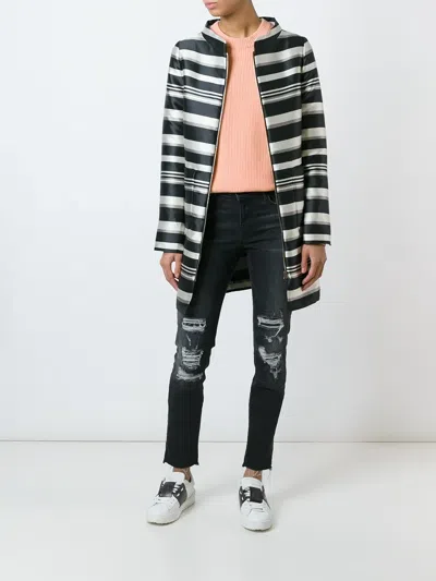 Herno Striped Coat In Black