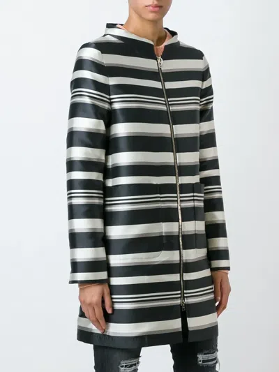 Herno Striped Coat In Black