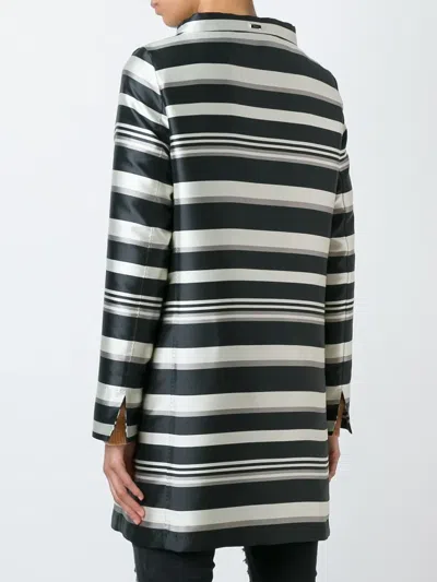 Herno Striped Coat In Black