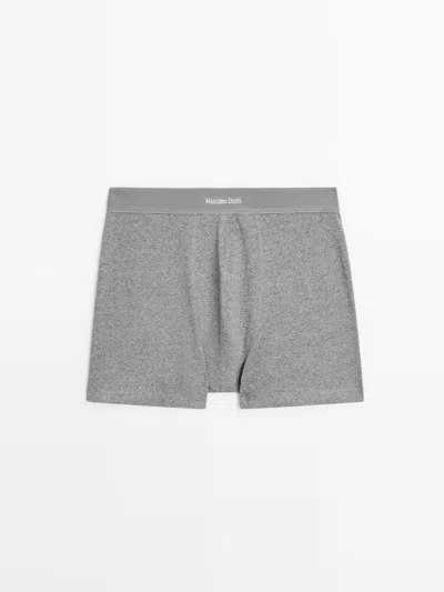Massimo Dutti Boxer Taille Avec Logo In Gray