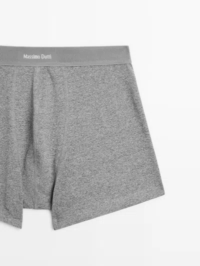 Massimo Dutti Boxer Taille Avec Logo In Gray