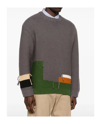 Ymc You Must Create Patchwork Sweater In Gray