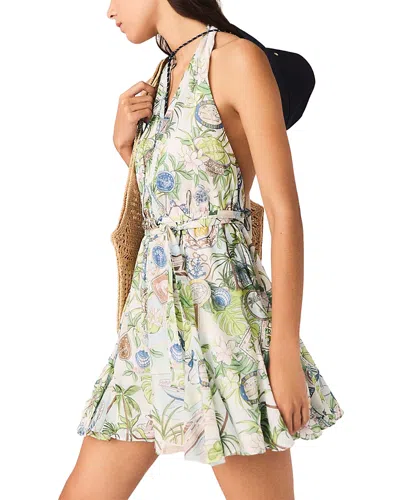 Maje Short Patterned Backless Dress In Green