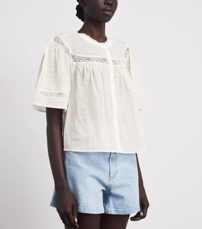 Paige Cotton Embroidered Pasadena Blouse In White