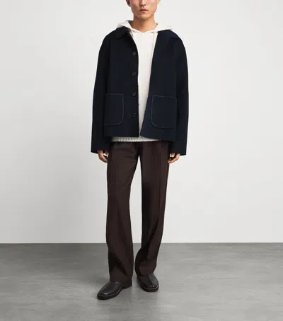 Commas Wool-cashmere Embroidered Jacket In Blue