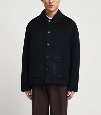 Commas Wool-cashmere Embroidered Jacket In Blue