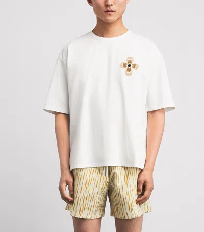 Commas Cotton Floral Embroidery T-shirt In White