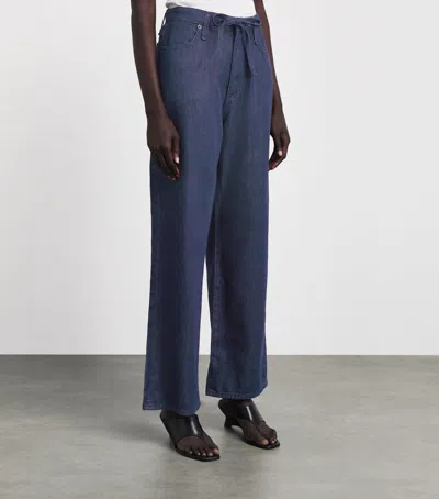 Rag & Bone Drawstring Phoebe Wide-leg Jeans In Blue
