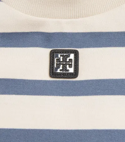 Tory Burch Cotton Stripe Logo T-shirt In Multi
