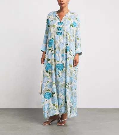 Verandah Embellished Hydrangea Maxi Kaftan In Multi