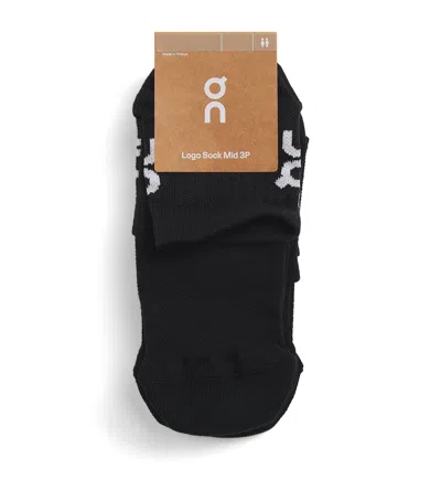 On Logo Socks In Black