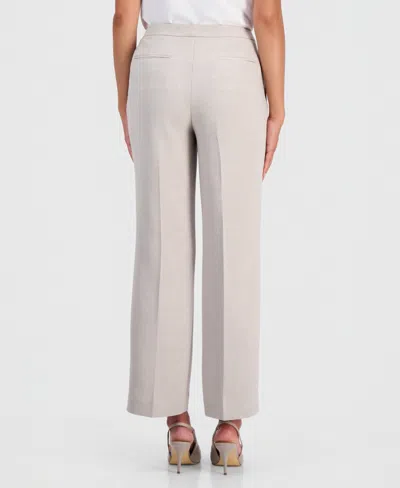 Kasper Plus Size Flat-front Extended-tab Trousers In Gray