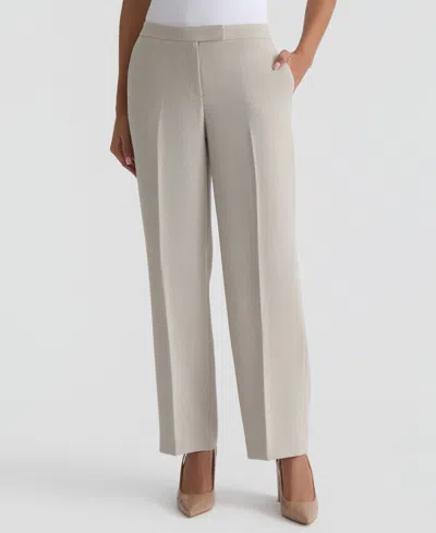 Kasper Plus Size Flat-front Extended-tab Trousers In Gray