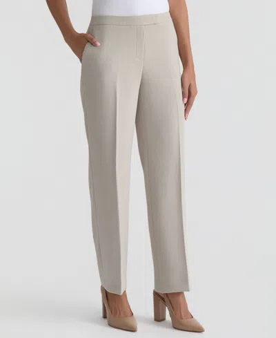 Kasper Plus Size Flat-front Extended-tab Trousers In Gray