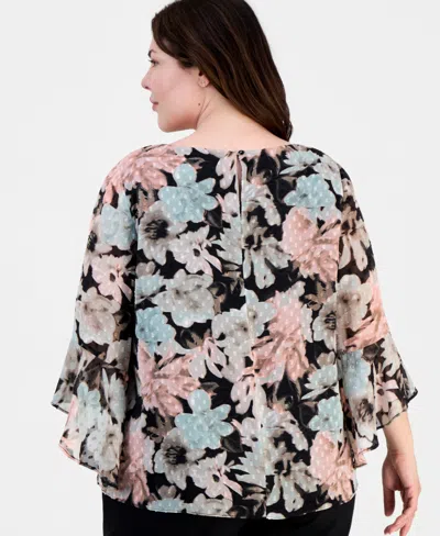 Kasper Plus Size Printed Clip Dot Blouse In Multi