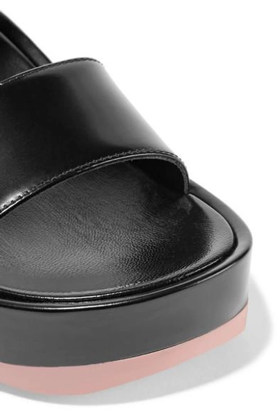 Shop Prada Glossed-leather Platform Sandals