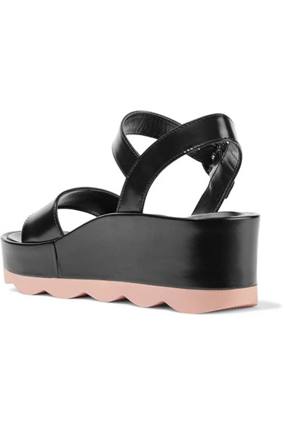 Shop Prada Glossed-leather Platform Sandals
