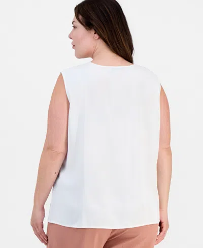 Kasper Plus Size Ruffled Sleeveless Top In Multi