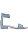 Gianvito Rossi Portofino Frayed Denim Sandals In Indigo