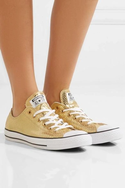 Converse Chuck Taylor All Star Metallic Snake-effect Leather Sneakers In  Gold Black | ModeSens