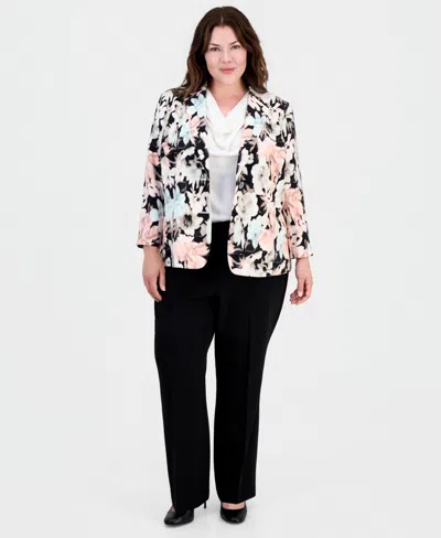 Kasper Plus Size Printed Two-button Blazer In Multi