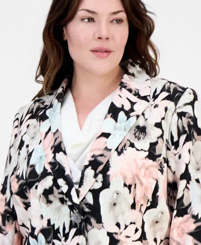 Kasper Plus Size Printed Two-button Blazer In Multi