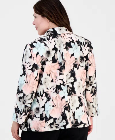 Kasper Plus Size Printed Two-button Blazer In Multi