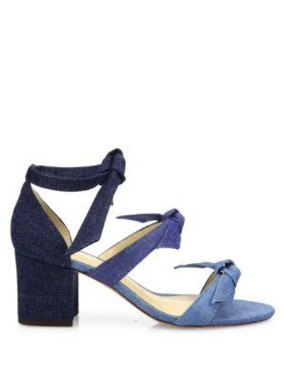 Shop Alexandre Birman Mary Bow Colorblock Denim Block Heel Sandals In Mariner