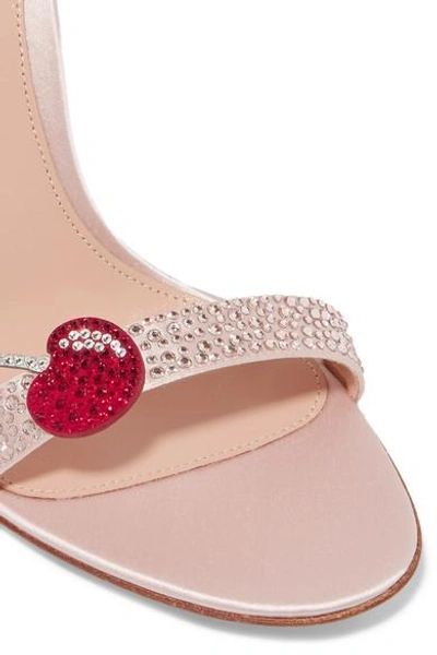 Shop Gianvito Rossi Crystal-embellished Satin Sandals