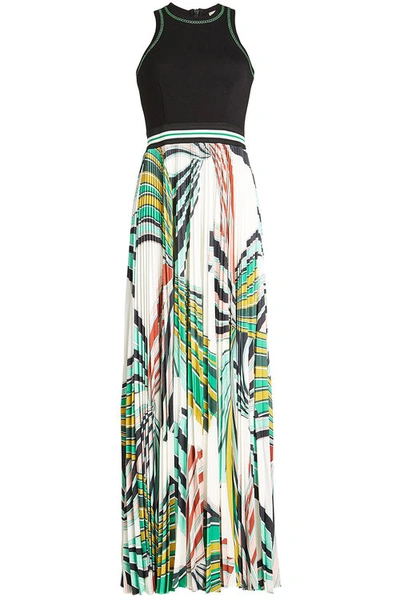 Emilio Pucci Stretch-ponte And Pleated Printed Stretch-jersey Maxi Dress In Green