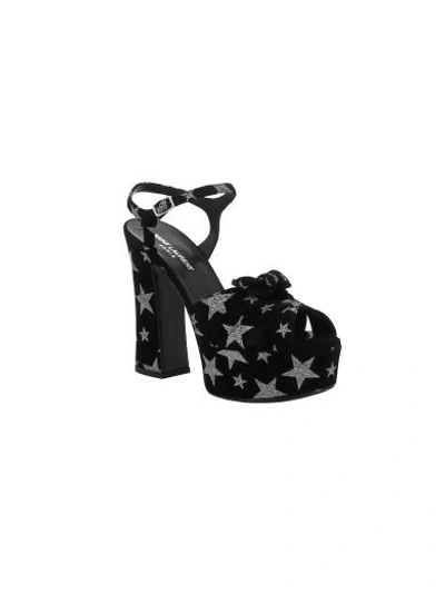 Shop Saint Laurent Star Platform Sandals In Black/silver