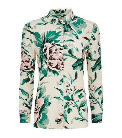 Shop Burberry Floral Print Silk Shirt