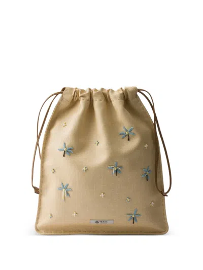 Prada Wish Pouch Aus Besticktem Canvas In Blue