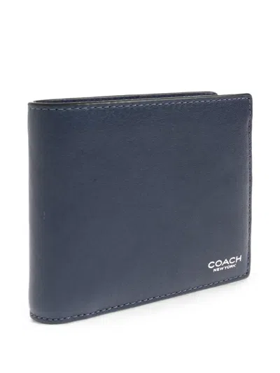 Coach Logo-print Leather Wallet In Black