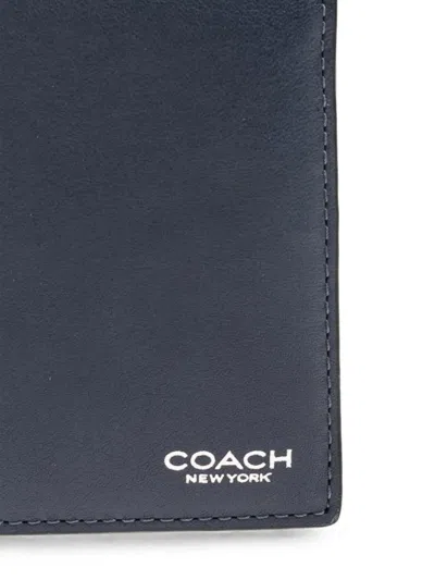 Coach Logo-print Leather Wallet In Black