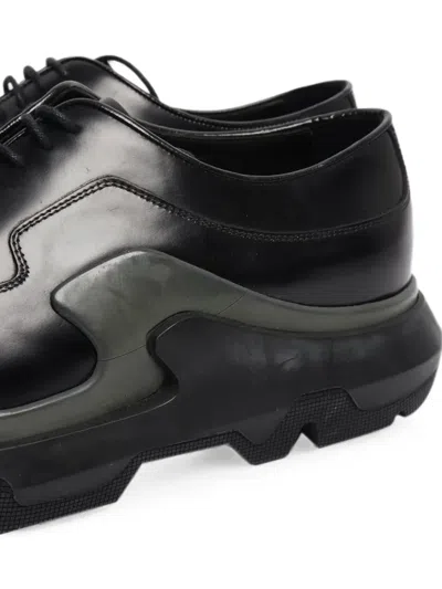 Pre-owned Prada Platform Leather Brogues In Black