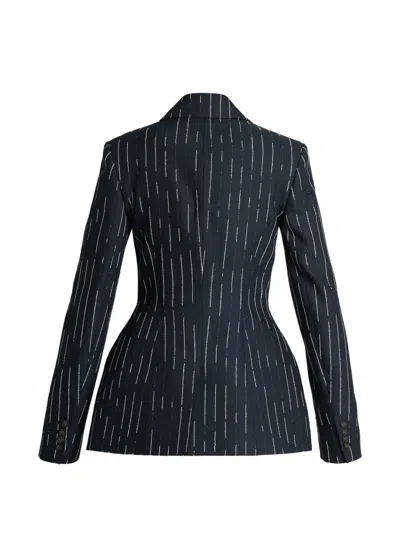 Erdem Stripe-pattern Fitted Blazer In Blue