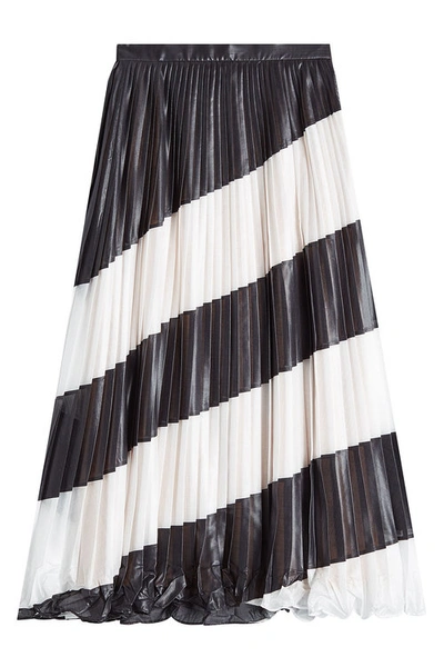 Marco De Vincenzo Pleated Diagonal Stripe Midi Skirt In Stripes