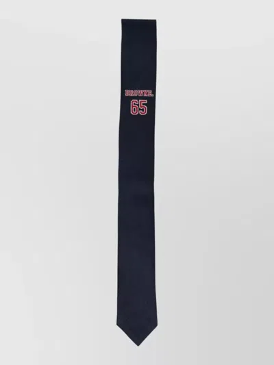 Thom Browne Icon Slim Tie Embroidered Detail In Black