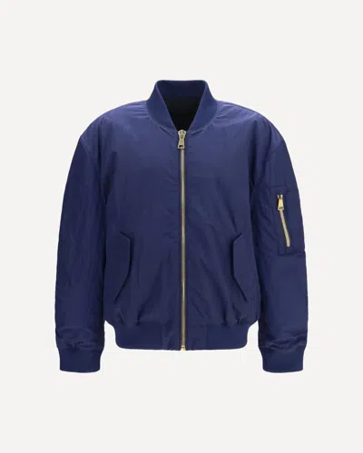 Balmain Logo-embroidered Recycled Polyamide Bomber Jacket In Blue
