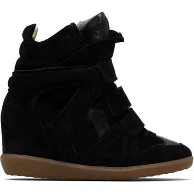 Isabel Marant Leather-trimmed Suede High-top Wedge Sneakers In Multi