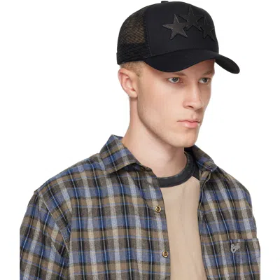 Amiri Star Print Cotton Baseball Cap With Adjustable Strap In Black