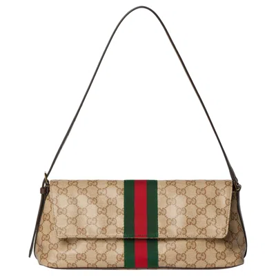 Gucci Medium Shoulder Bag With Web In Brown