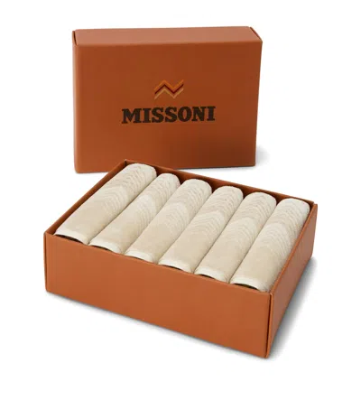 Missoni Marea Set Of Six Pure Cotton Face Towels In Brown