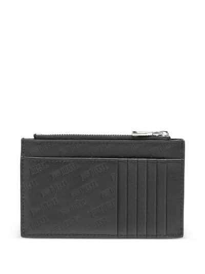 Diesel Monogram Embossed Card Case In Black