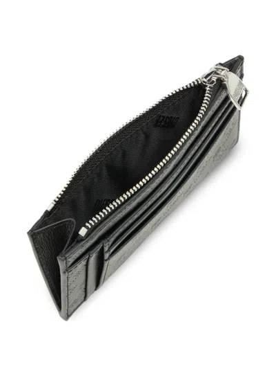 Diesel Monogram Embossed Card Case In Black