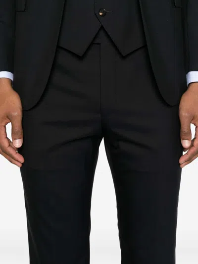 Corneliani Blue Virgin Wool Suit In Black