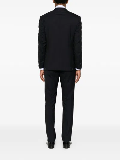 Corneliani Blue Virgin Wool Suit In Black